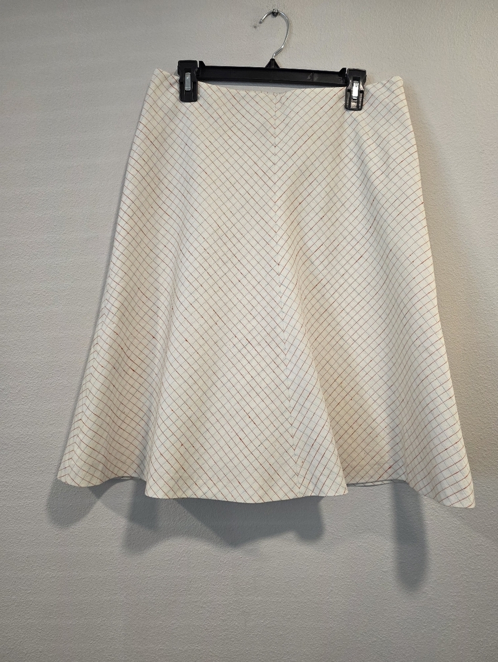 Carolina Herrera Linen Silk Blend Windowpane Midi Skirt